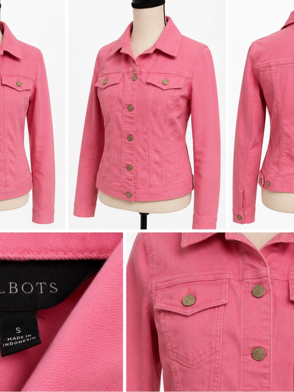 Talbots Bright Pink Denim Jacket - Women's Button-Up Jean Jacket